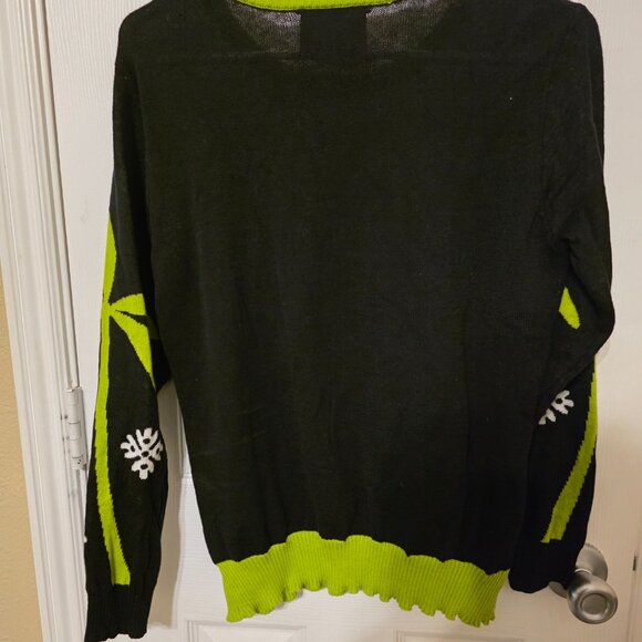 JEM Holiday Sweater Womens M Black Flamingo Sequin Santa Hat Ugly Christmas - Picture 4 of 4